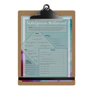 Large Clip MDF Menu Clipboard